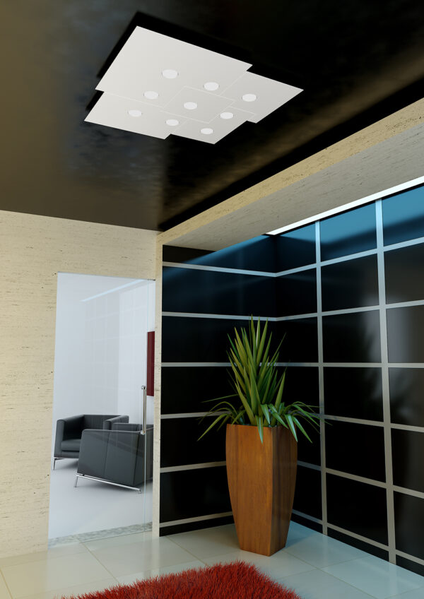Plafoniera Plate 9 luci Top Light , disponibile in vari colori , misure e forme